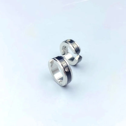 Men clips earrings with bold silver finish and CZ sparkle

