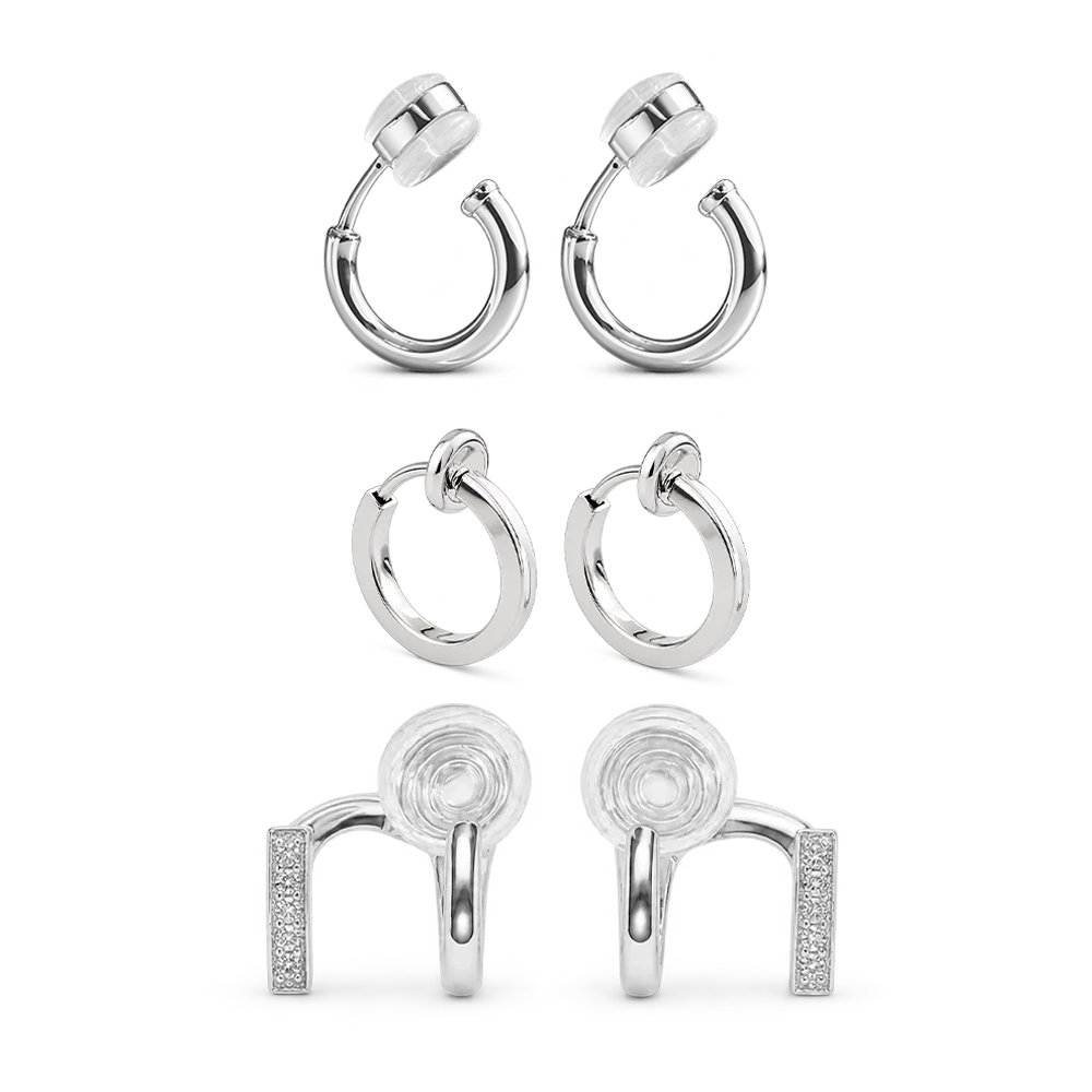 Silver Clip On Hoop Discovery Kit with 3 Best Selling Comfort Styles