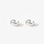 Sleek silver conch ear cuffs pair displayed front view on white background, polished metal finish