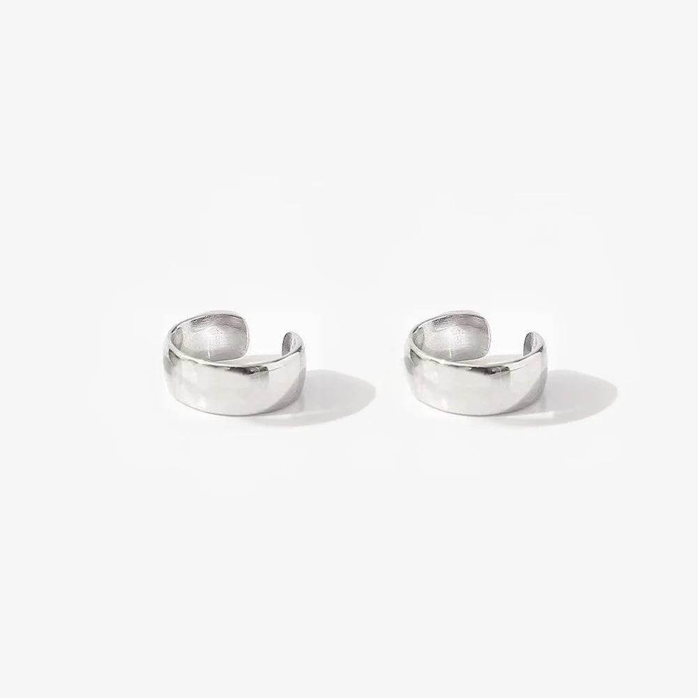 Sleek Silver Conch Ear Cuffs