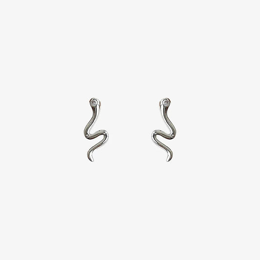 Silvery Snake Invisible Clip-On Stud Earrings