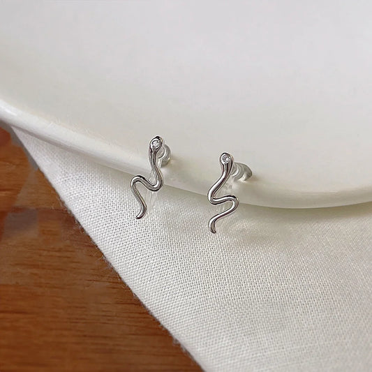 Silvery Snake Invisible Clip-On Stud Earrings