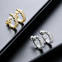 Boucles d'oreilles créoles à clip et fermoir à vis en zircon aiguilleté, or et argent