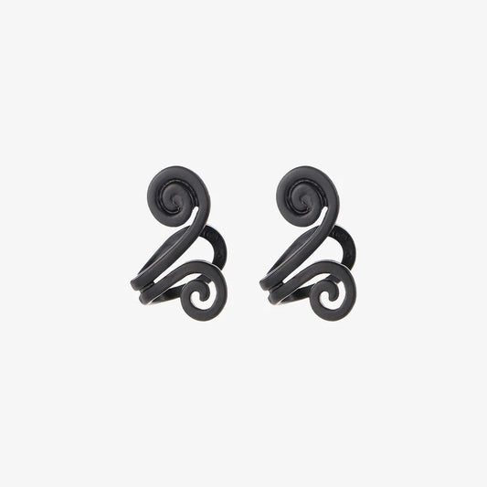 Spiral Helix Tragus Cuff in Black, featuring a bold black finish with a modern spiral design.