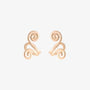 Rose gold spiral helix tragus cuff earrings front view on white background