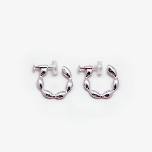 Women's Sterling Silver Clip-On Hoop Earrings with Screw-Back