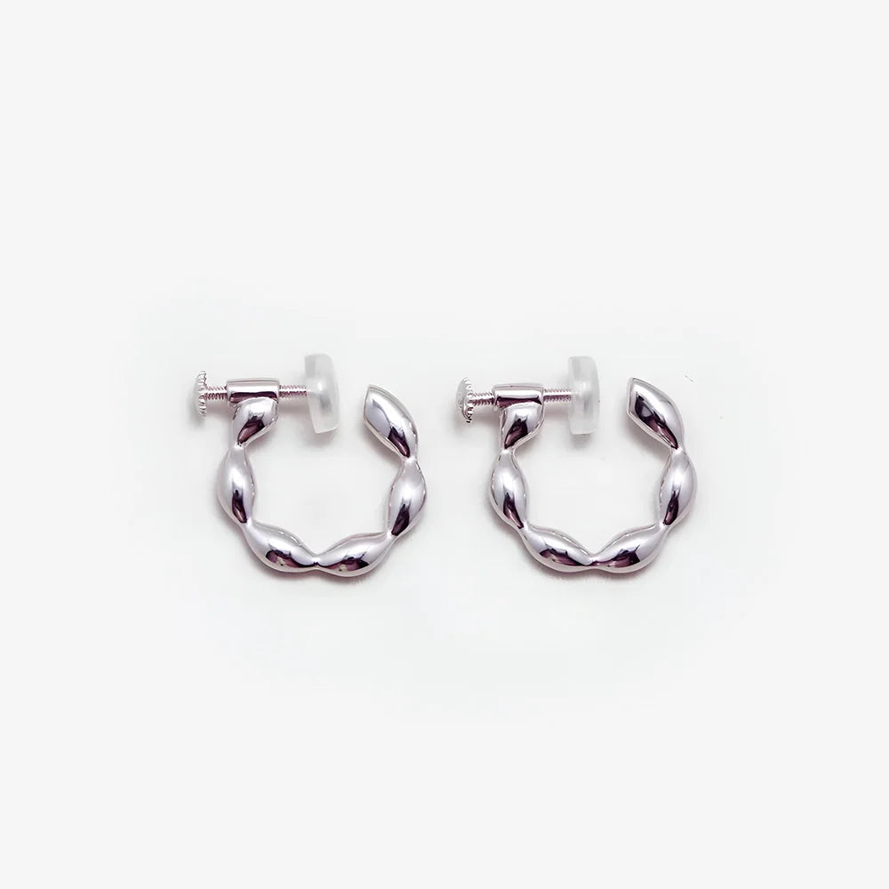 Boucles d'oreilles créoles à clip en argent sterling pour femmes, avec fermoir à vis