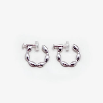 Women's Sterling Silver Clip-On Hoop Earrings with Screw-Back