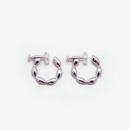 Women's Sterling Silver Clip-On Hoop Earrings with Screw-Back