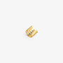 Gold sterling silver multi-band ear cuff angled side view on gray background