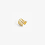 Gold sterling silver multi-band ear cuff shown at an angle on white background, displaying layered curved design