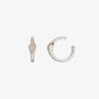Elegant white gold plated sterling silver snake ear cuff with emerald eyes