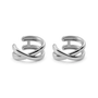 Helix Cross Ear Cuffs Sterling Silver pair front view on white background