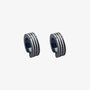 Close-up of men clips earrings in black-plated titanium finish
