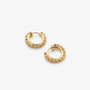 Diamond clip-on gold hoop earrings displayed on white background, showing elegant pair with cubic zirconia stones