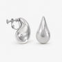 Close-up of the Teardrop Clip-On Earrings in Silver with Screw Back showcasing white gold-flashed acrylic and modern teardrop design.