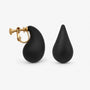Detailed view of Teardrop Screw Back Clip-On Earring in Black, highlighting the sleek and elegant finish