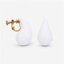 Detailed view of Teardrop Screw Back Clip-On Earring in White, highlighting the sleek and elegant finish.