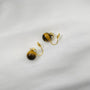 Tiger's Eye Clip On Earrings gold curved wire back view on white background