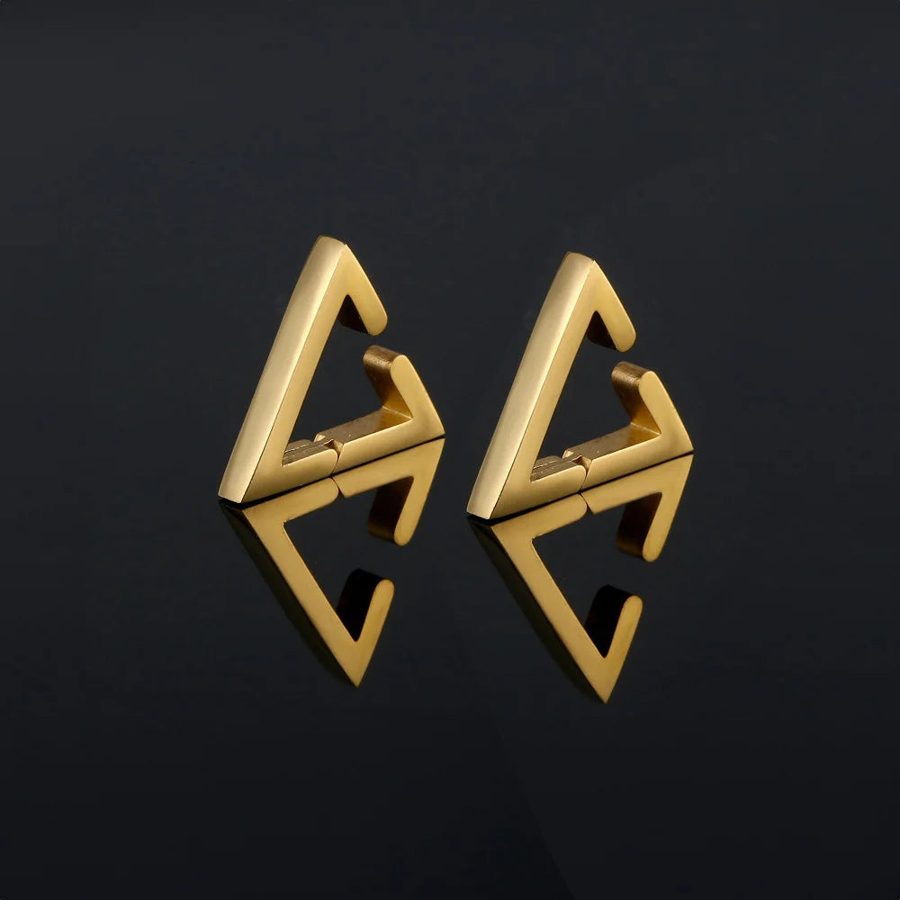 Showcase of luxurious gold-plated titanium steel clip-on earrings.