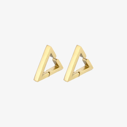 Pair of gold geometric triangle clip-on earrings for men.