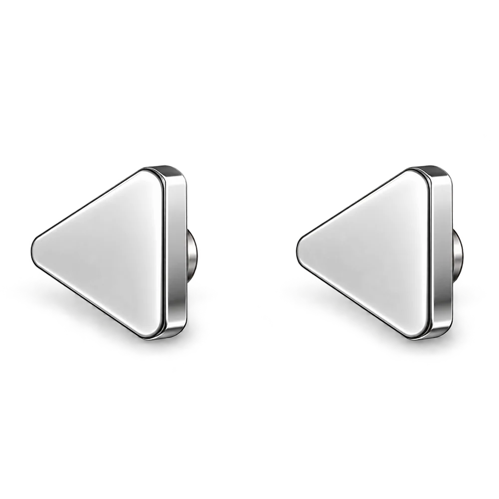 silver stainless steel triangle magnetic ear studs for men offer a stylish and comfortable ear accessory option