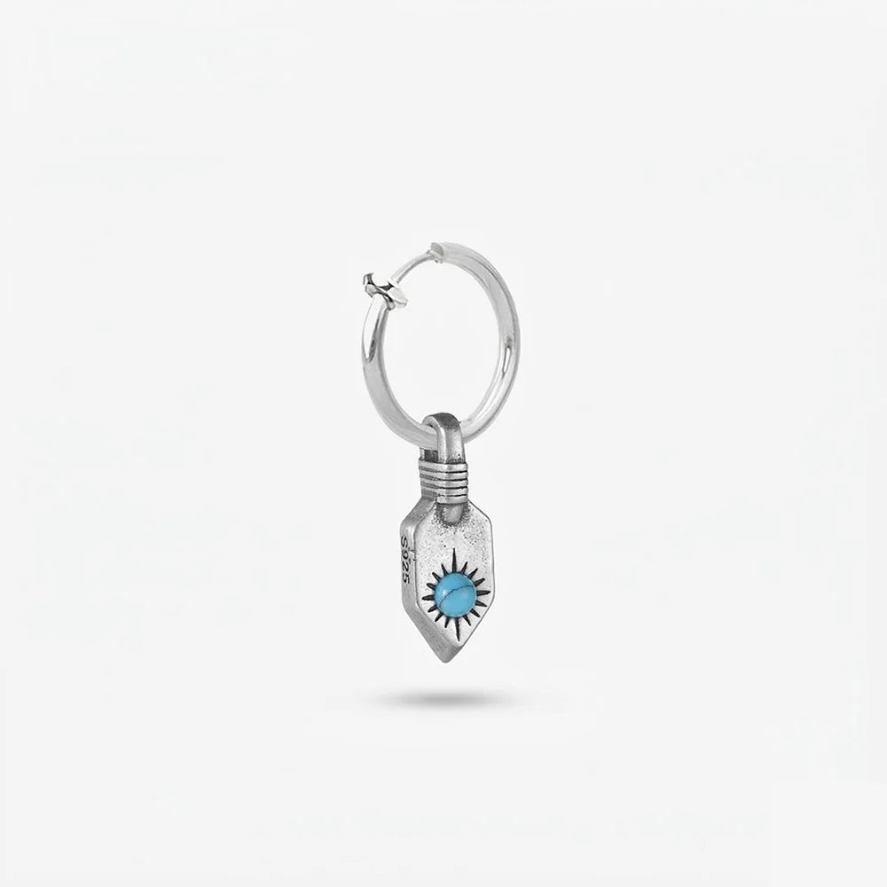 Front view of Turquoise Sun Sterling Silver Earring