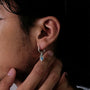 Mannequin portant des boucles d'oreilles créoles à clip en argent sterling Turquoise Sun
