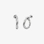 Twisted white gold clip-on hoop screw back earrings with zircon stones