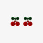Velvet Cherry Clip-On Earrings with Soft Flocking Texture