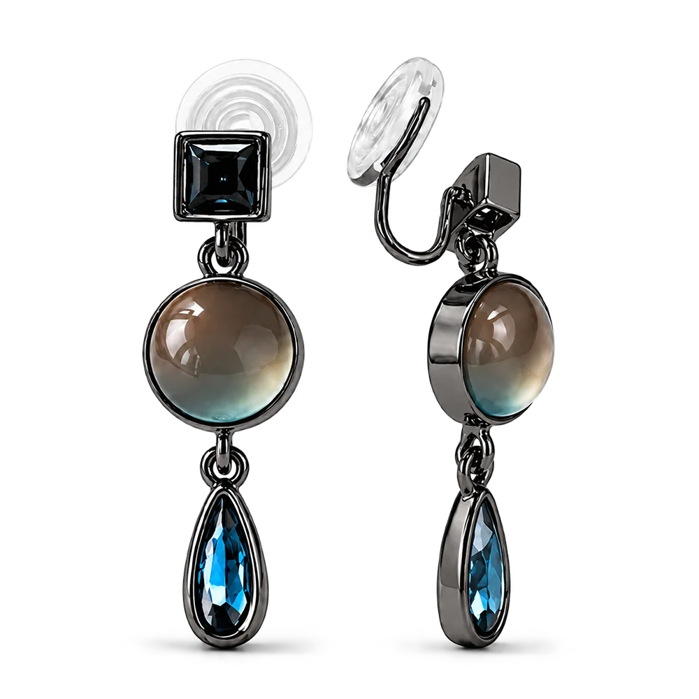 Main photo of Vintage Multi-Gem Drop Clip-On Earrings on a white background, showcasing the intricate design.