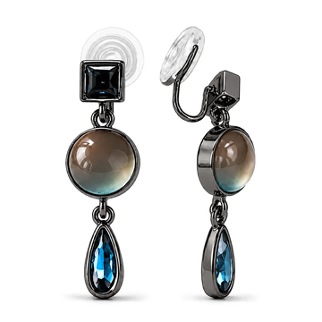 Main photo of Vintage Multi-Gem Drop Clip-On Earrings on a white background, showcasing the intricate design.