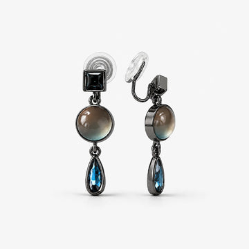 Main photo of Vintage Multi-Gem Drop Clip-On Earrings on a white background, showcasing the intricate design.