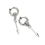 Silver Warrior Arrow clip-on earrings displayed on white background showing detailed arrow design with decorative bead accents