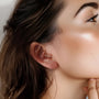Model wearing the Wavy Tragus Cuff in Black, highlighting its elegant fit on the ear.