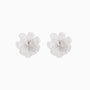 White flower clip on earrings front view on white background
