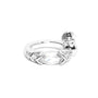 Close-up of White Zircon Silver Clip-On Screw Back Hoop Earring in titanium steel.