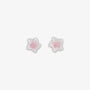White flower magnetic clip earrings with pink pearl for non-pierced ears