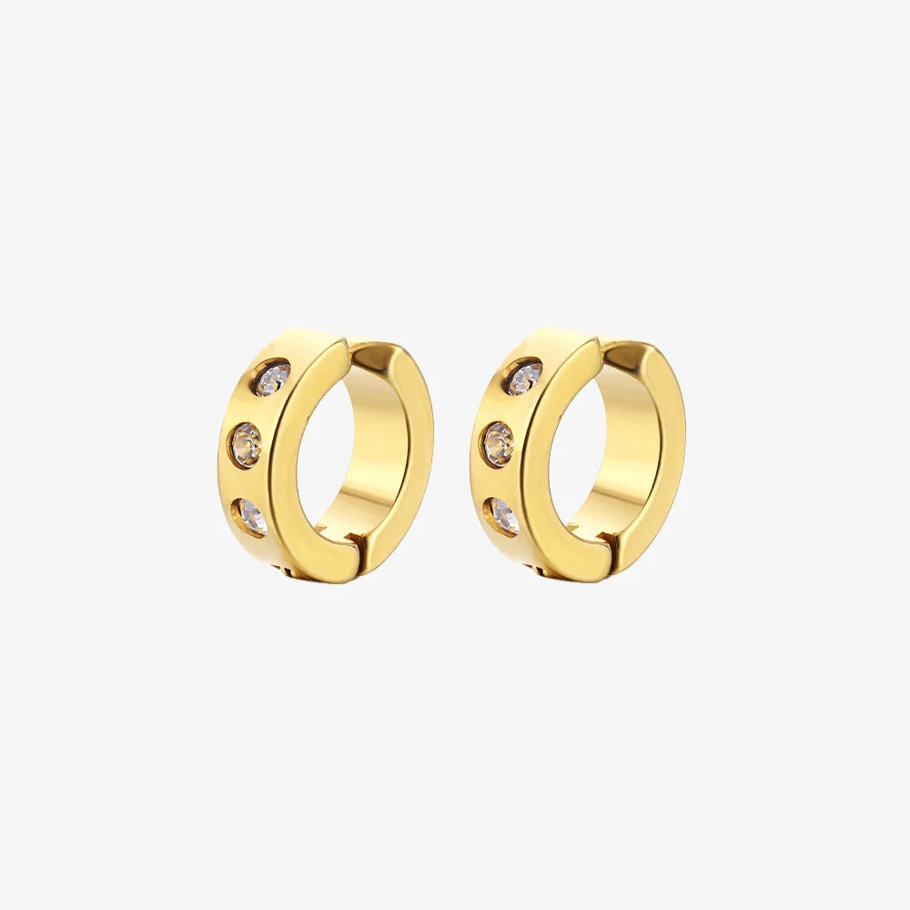 Elegant Zircon Bold Clip On Hoop Earrings In Gold for men.