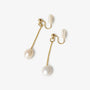 Baroque pearl chain drop clip-on earrings showing the gold U-Type clip and clear resin pads