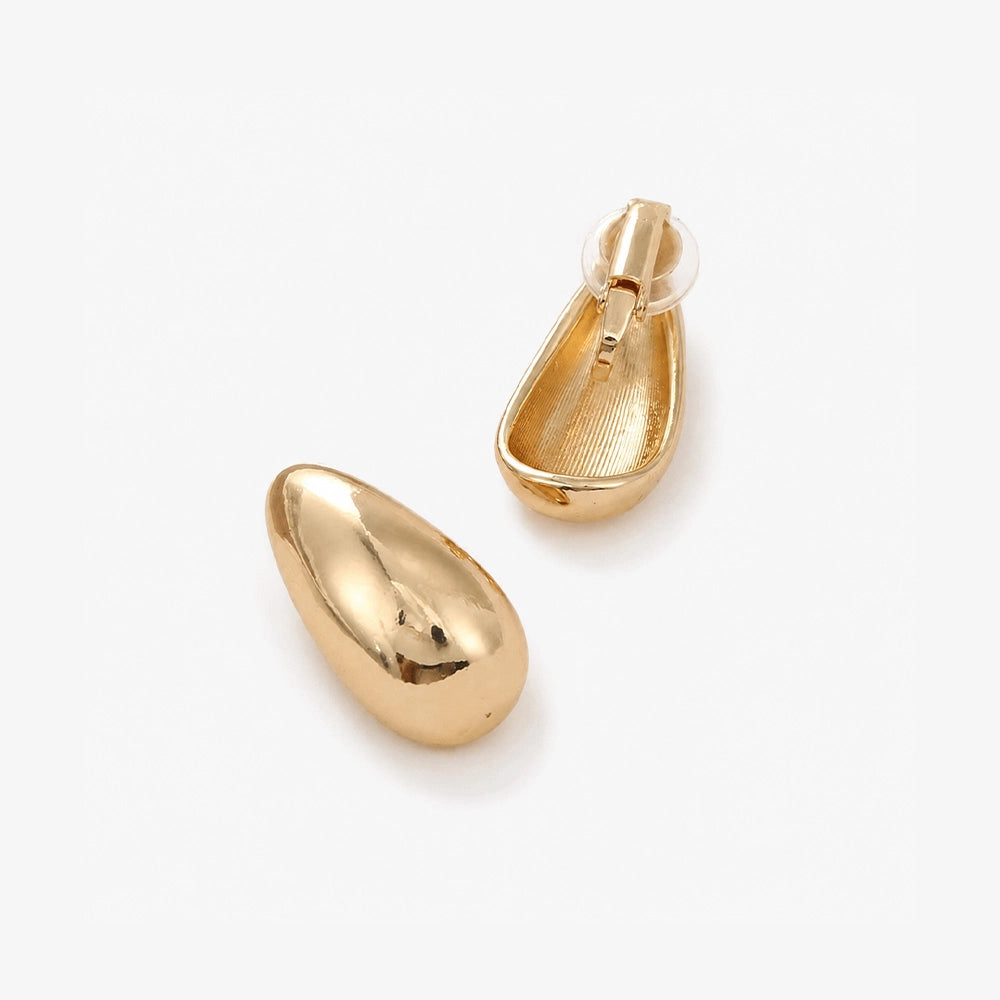 Chunky Drop Clip-On Earrings in Gold showing clip-on back closure detail