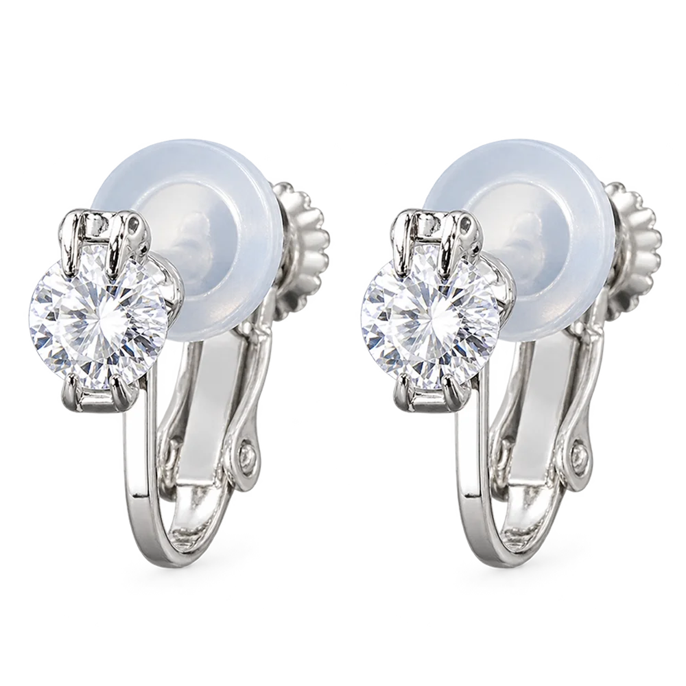 Aura Solitaire Cubic Zirconia Clip-On Oorbellen