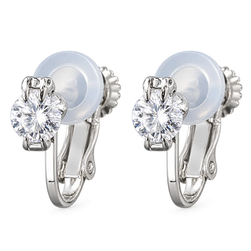 Aura Solitaire Cubic Zirconia Clip-On Oorbellen