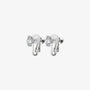 Une paire de boucles d'oreilles classiques à clip, ornées de pierres en oxyde de zirconium cubique transparentes et rondes, et dotées de fermoirs rembourrés confortables, présentées sur fond blanc.