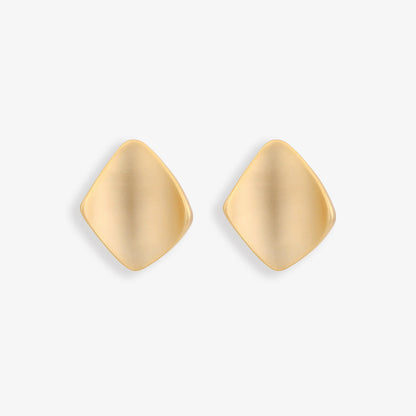 Chunky gold square clip-on stud earrings make a statement with their geometric design. Crafted from alloy with a secure coil clip closure, these non piercing ear studs are perfect for those who love to add a touch of drama to their look. 