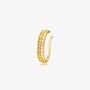 Vintage-style gold ear cuff with a floral filigree pattern and a small crystal accent, shown on a white background.