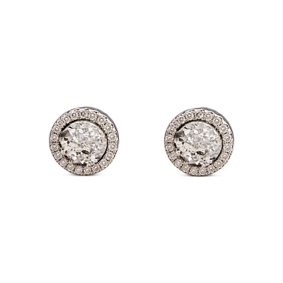 Witte Kristal Glans Magneet Oorknopjes