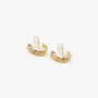 Gold Chain Zirconia Clip-On Hoop Earrings, front view showing cubic zirconia stones