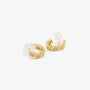 Gold Chain Zirconia Clip-On Hoop Earrings shown at angle highlighting pavé crystal detail