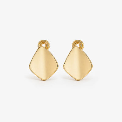 Gold Square Geometric Clip On Earrings